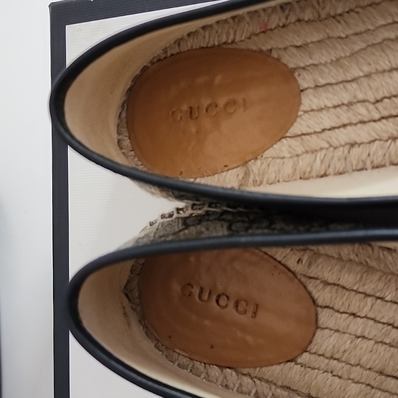 GUCCI PILAR ESPADRILLES BEIGE GOLD BEES - Picture 5 of 10